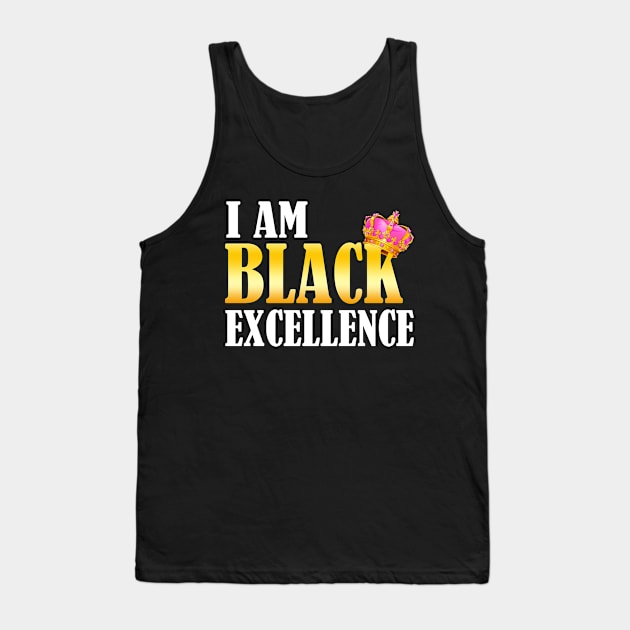 Black Woman Queen T-Shirt I Am Black Excellence Queen Tank Top by Otis Patrick